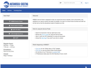Examples of Client's Self Service Portals: Matanuska Sustina School District