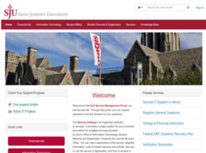 Examples of Client's Self Service Portals: St. Joseph's University