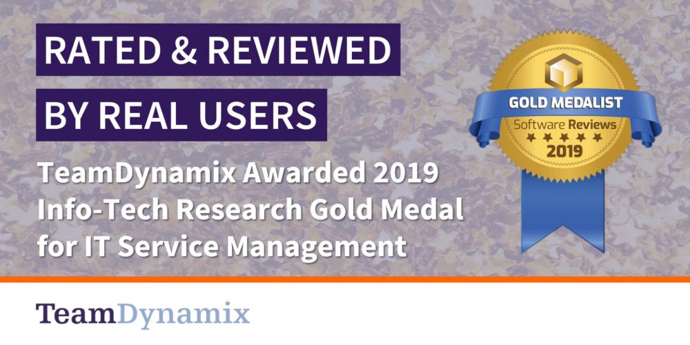 TeamDynamix Gold Medal ITSM by Software Reviews