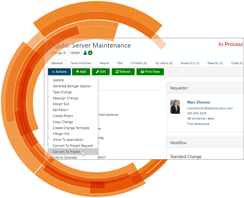 ITSM - Ticket to a Project Screen Shot